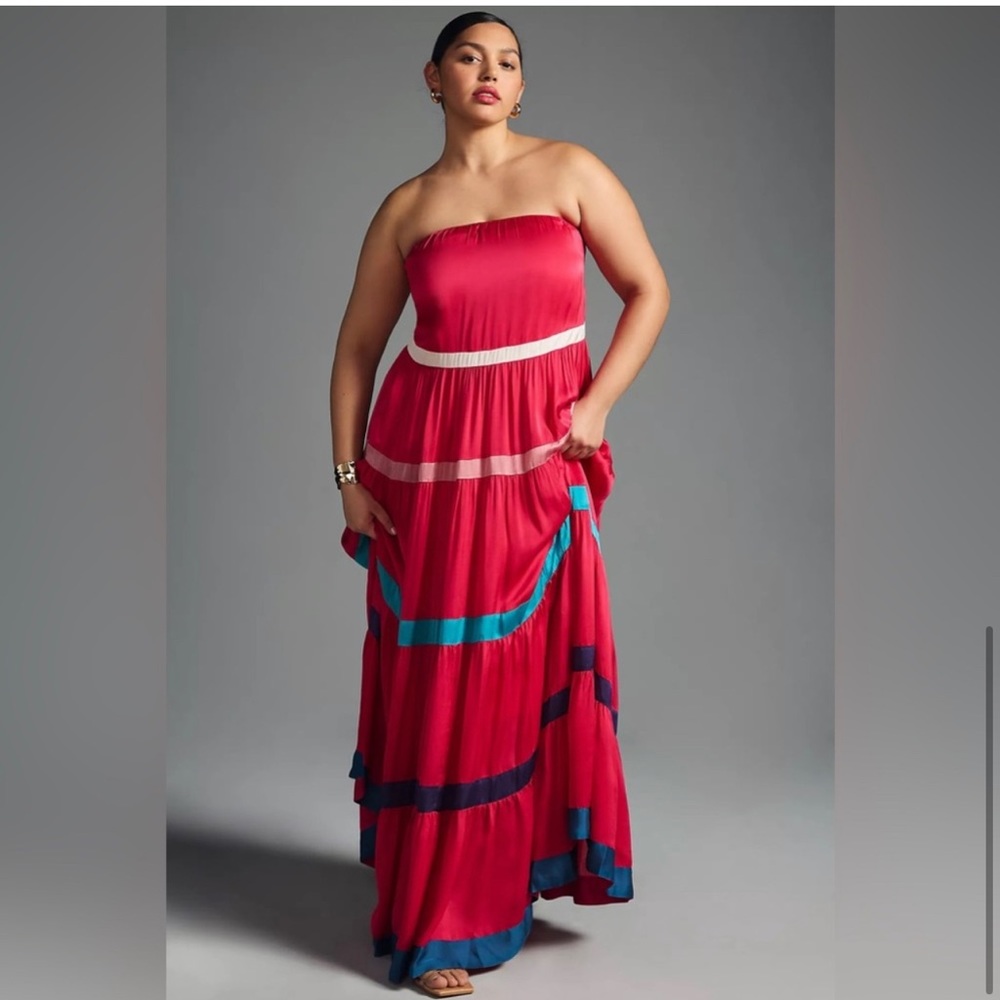 Anthropology - Samant Chauhan Strapless Colorblock Dress - plus size